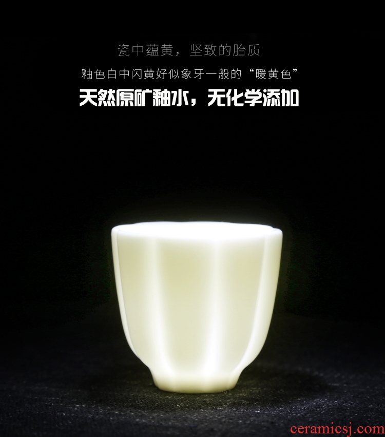 Four-walled yard suet jade small sample tea cup kung fu tea cups suit household ceramic masters cup bowl white porcelain