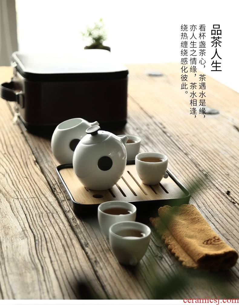 Yipin # $ceramic cups teapot tea towel kung fu tea sets the whole household contracted portable tea set