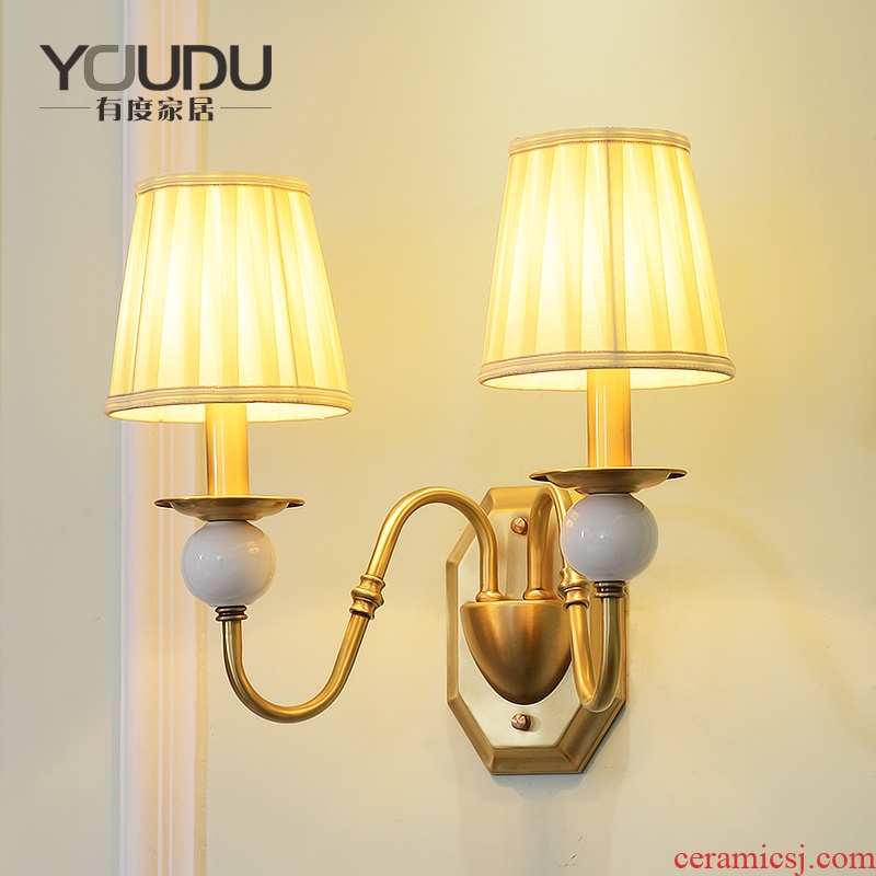 Contracted the copper wall lamp fashionable sitting room the bedroom wall berth lamp creative corridors ceramic lamps and lanterns of pure copper