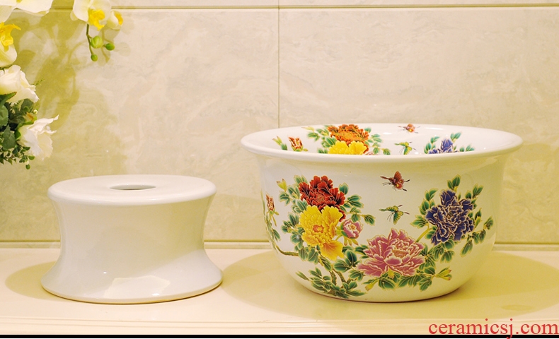 Package mail American pastoral style of jingdezhen art basin mop mop mop pool - white colour