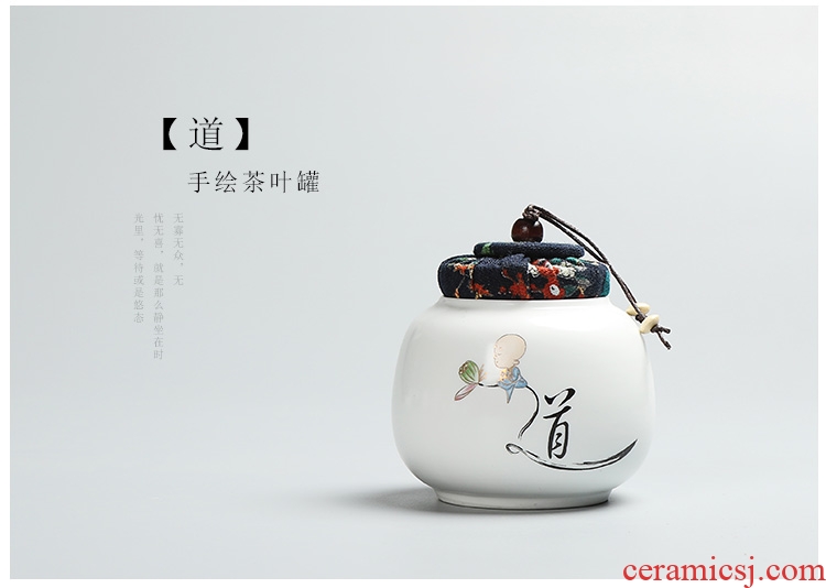 Chen xiang sealed ceramic tea caddy box travel warehouse storage tank pu 'er tea pot receives tea set