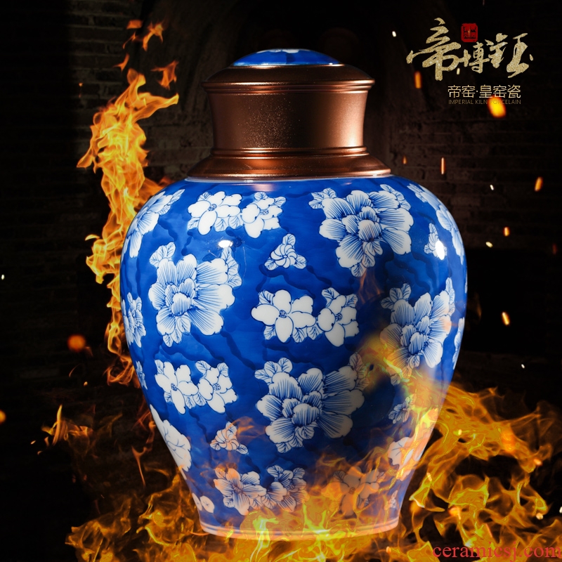 Traditional hand-painted jingdezhen blue and white porcelain storage jar airtight household ceramic boutique high-end tea pot with cover