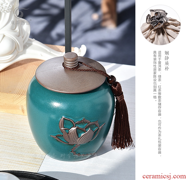 East west tea pot half jins to POTS of contracted sealed cans embossed blue glaze restoring ancient ways LianYun tea pot