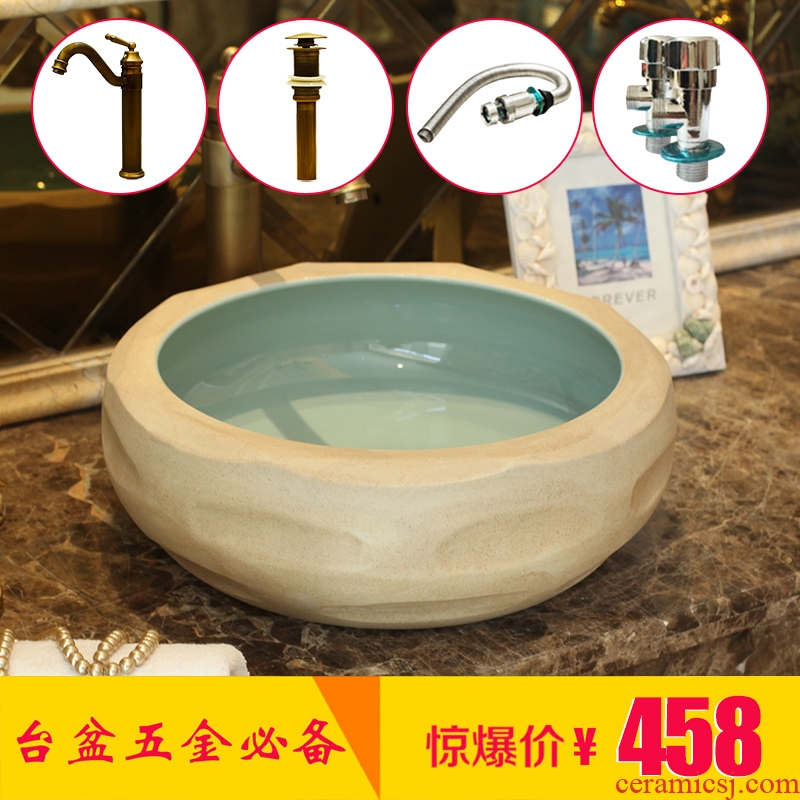 Jingdezhen ceramics by hand on the basin of art basin bathroom sinks upset the pool that wash a face carved the basin that wash a face