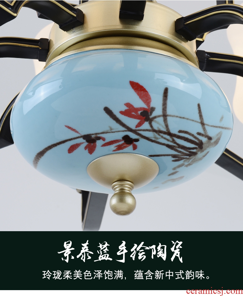 Contemporary and contracted style lamps and lanterns of new Chinese style droplight sitting room lamp hand-painted ceramic antique chandeliers Chinese wind restoring ancient ways