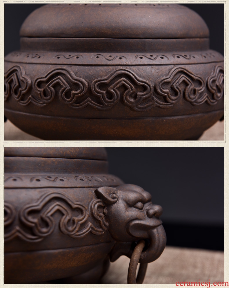 Oriental clay ceramic antique incense coil aroma stove teahouse study bedroom adornment furnishing articles/xiangyun incense burner