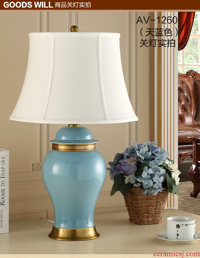 Santa marta tino european-style full copper ceramic desk lamp sitting room large light blue ice crack desk lamp of bedroom the head of a bed of pure copper