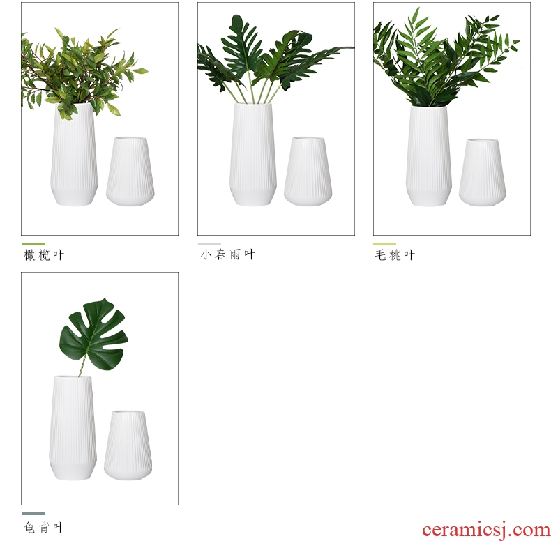 Contemporary and contracted household ceramic vase desktop Nordic white dried flowers sitting room decorate household flower arrangement table furnishing articles