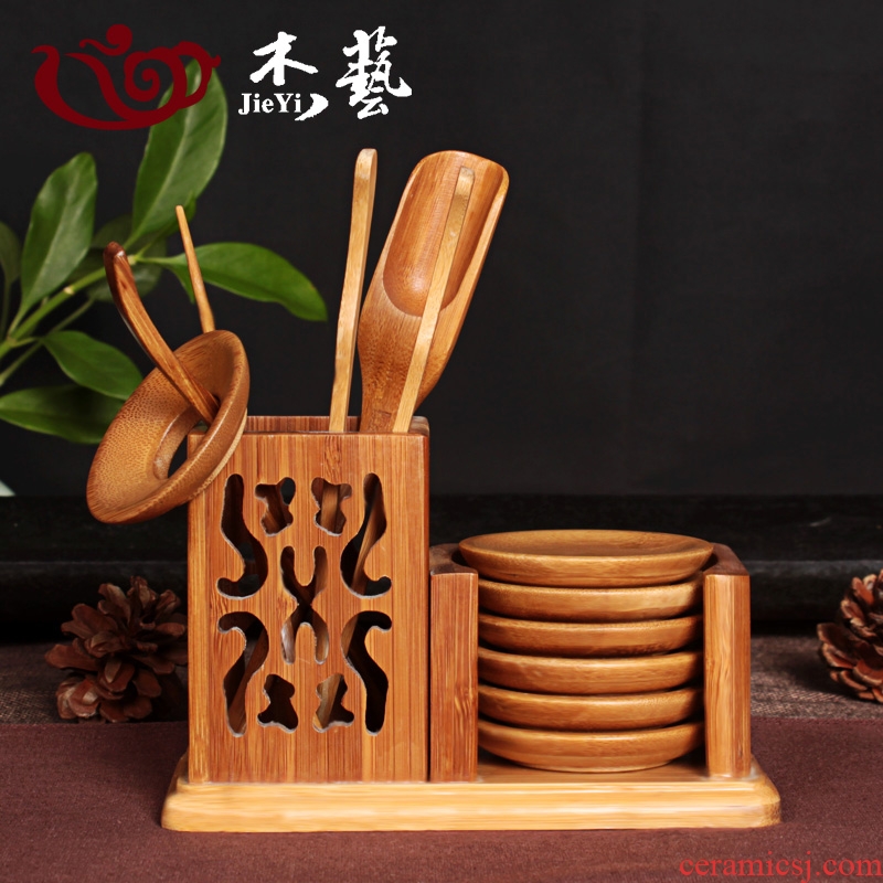 Ebony wood tea six gentleman's suit ceramic kung fu tea set parts tea art combination tea tray ChaGa furnishing articles