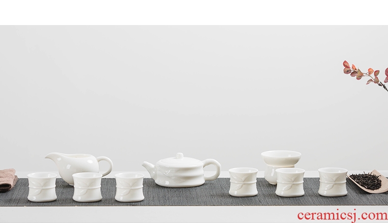 Yipin thousand don white porcelain kung fu tea set a complete set of jade porcelain ceramic teapot teacup fair mug gift box