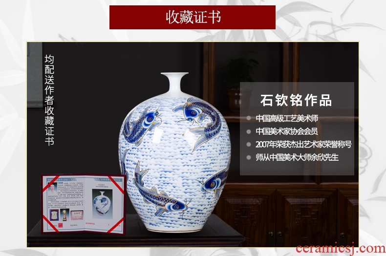 Jingdezhen ceramic paint big vase masters hand draw every year more than furnishing articles Chinese blue and white porcelain is sitting room adornment