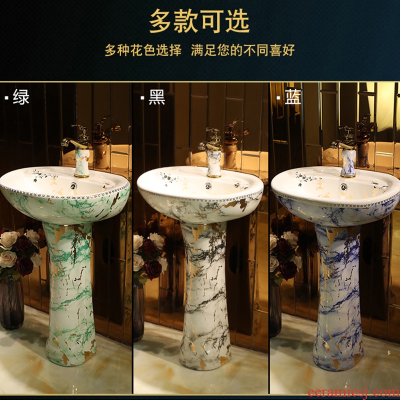 Marble pillar balcony floor integrated art basin ceramic sanitary ware lavatory toilet stage basin sink
