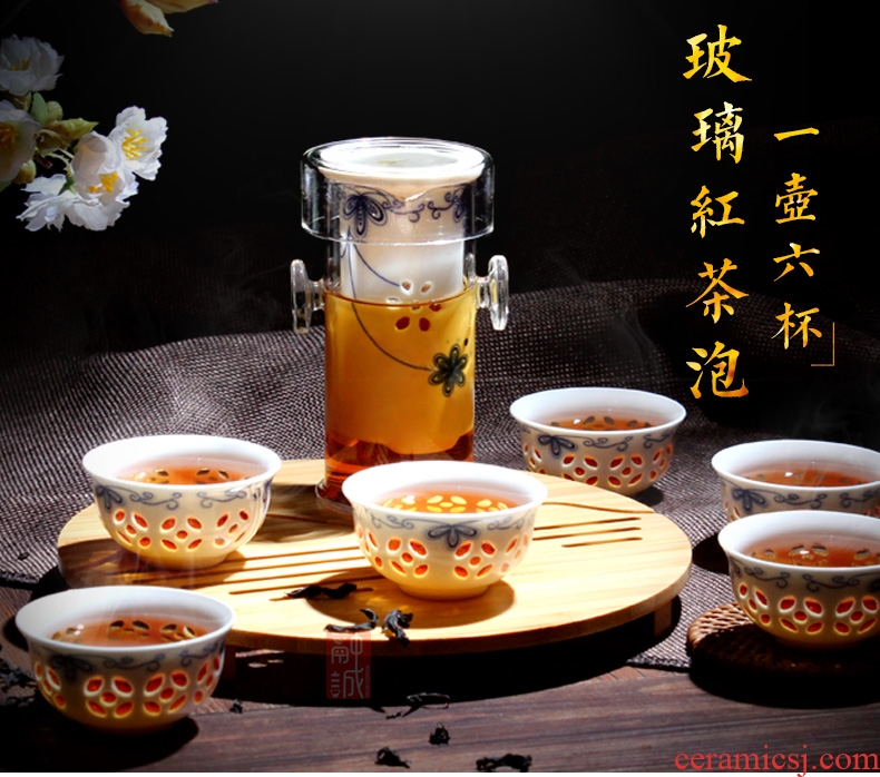 Melts if black tea tea set ceramic glass tea set a complete set of exquisite kung fu tea set red ears tea POTS