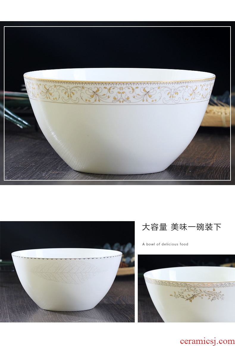 Jingdezhen ceramic household large soup bowl eight inches pull rainbow noodle bowl bone China creative contracted style tableware to eat bread and butter
