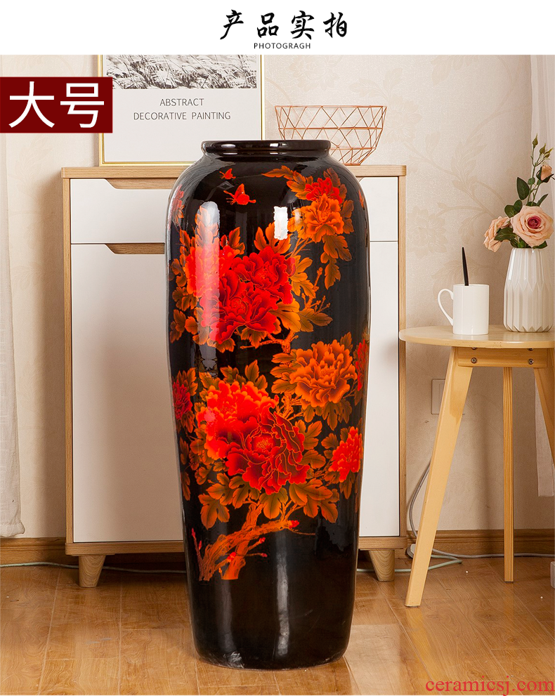Jingdezhen ceramics of large vase furnishing articles sitting room hotel dry flower arranging new Chinese style large porch decoration