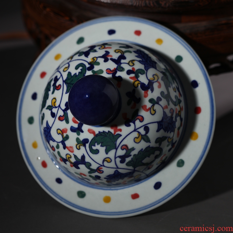 Jingdezhen ceramic high-end antique under glaze blue and white vase colorful jar home decoration process sitting room furnishing articles