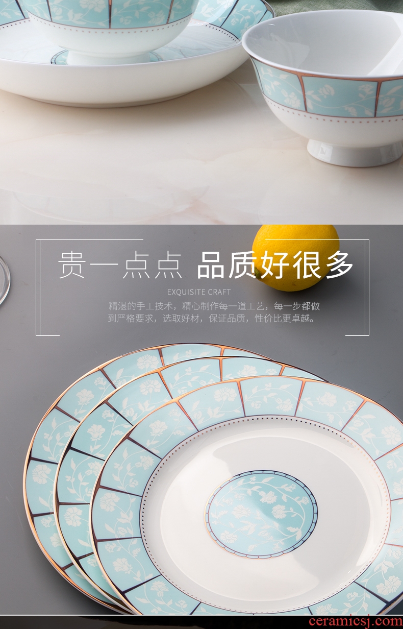 Jingdezhen European tableware kit home dishes Chinese bone bowls plates set bowl chopsticks bowl wedding gifts