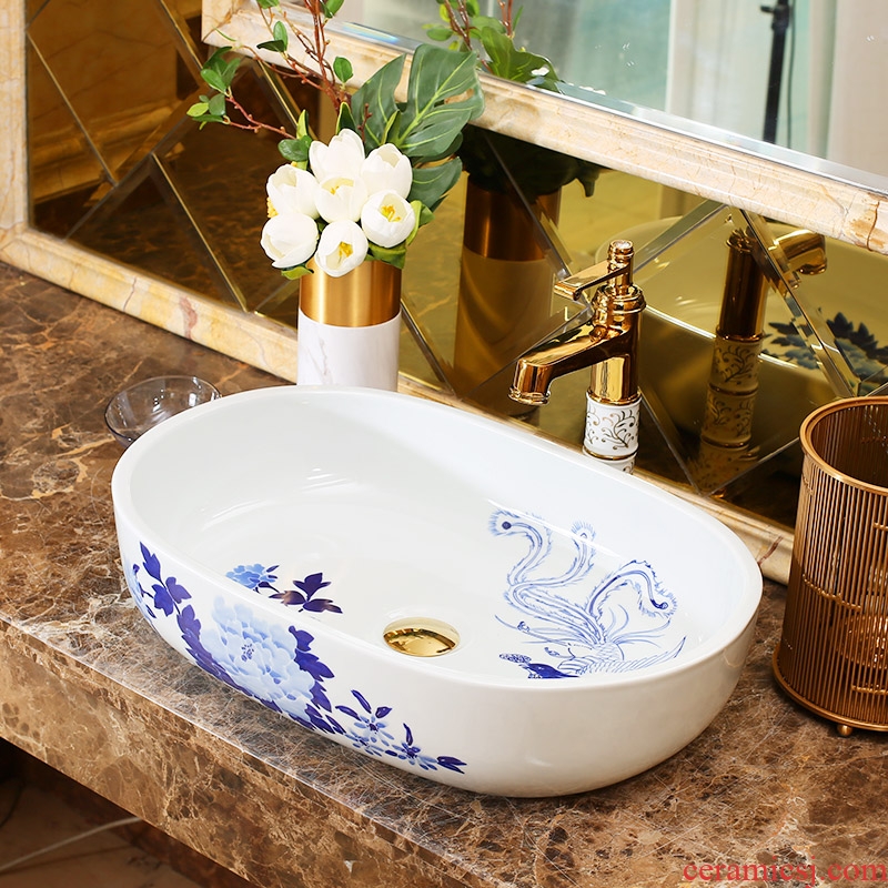 Jingdezhen rain spring on the ceramic art wash tub hotel balcony sink elliptic toilet lavatory