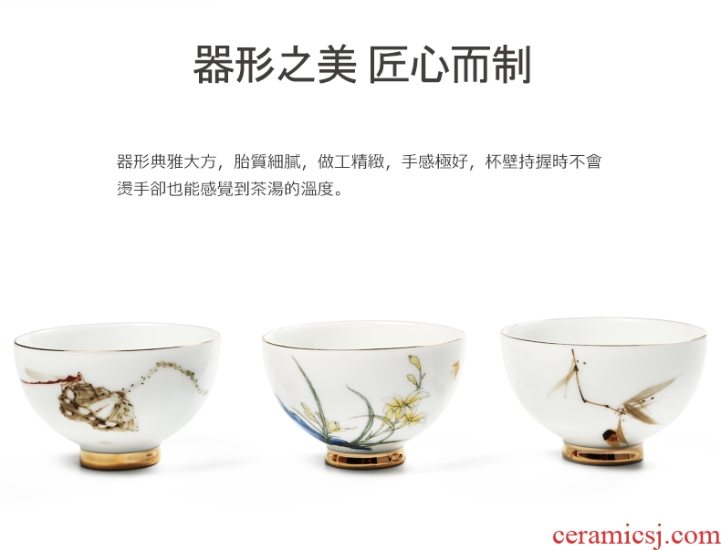 Yipin # $hand-painted paint beam koubei white porcelain tea set personal master sample tea cup glass ceramic cups