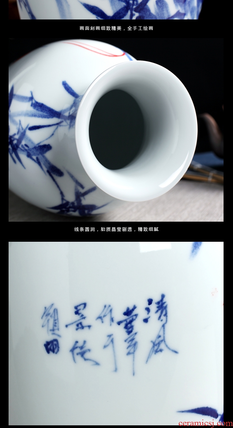 Jingdezhen handmade ceramic vase furnishing articles 041 hand-painted sitting room dry flower new Chinese style decoration decoration