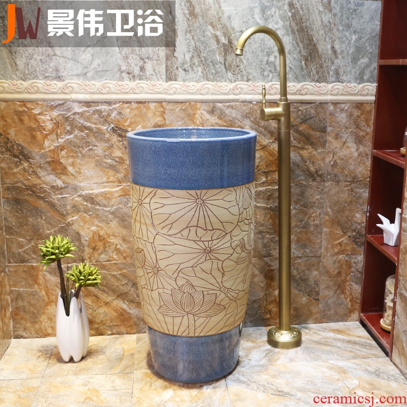 Pillar type lavatory ceramic basin of wash one a whole floor pillar pillar lavabo basin bathroom art
