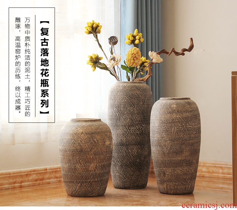 Jingdezhen do old vintage landing crude dry flower flower implement some ceramic jar jar earthenware vase do old big flowerpot soft