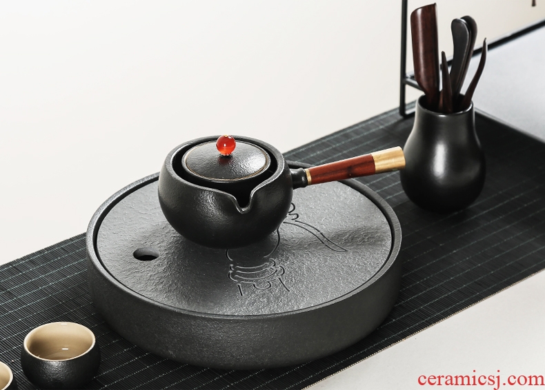 Yipin company contracted sharply stone tea tray # ceramic water circular tray Japanese pot adopt dry coarse pottery tea bubble
