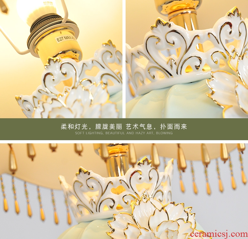 Ceramic lamp LED lamp of bedroom the head of a bed the study personality sitting room adornment lamp creative manual phnom penh pinch flower