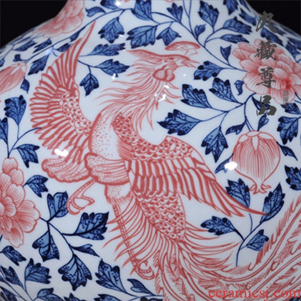 Antique hand-painted porcelain of jingdezhen ceramics youligong chicken wear a flower is opening bottle gourd crafts accessories furnishing articles