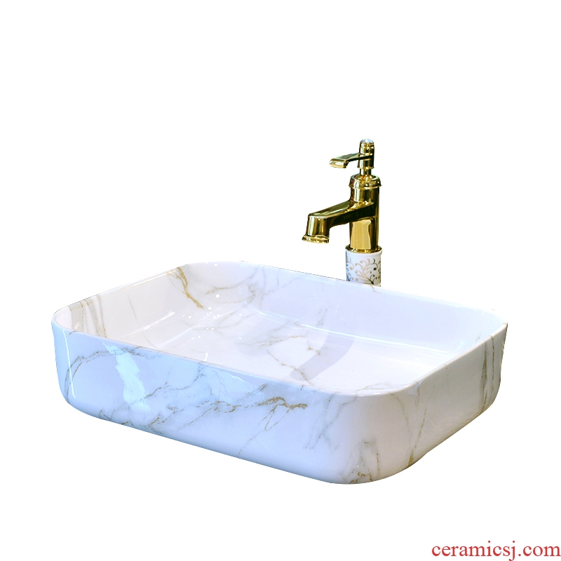 The stage basin ceramic art square simple imitation marble on the sink basin bathroom sink