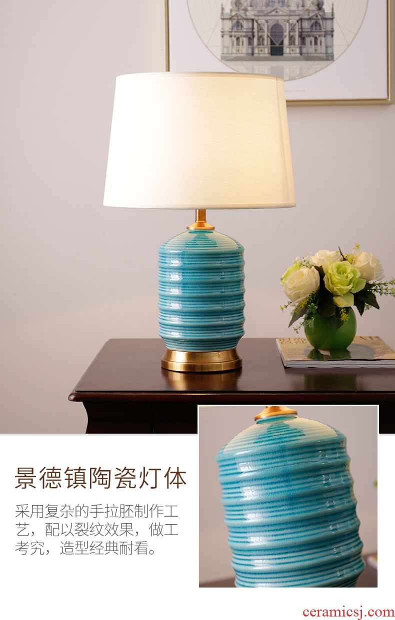 American whole copper lamp Jane the retro sweet room sitting room is the study of household decorative ceramic desk lamp of bedroom the head of a bed
