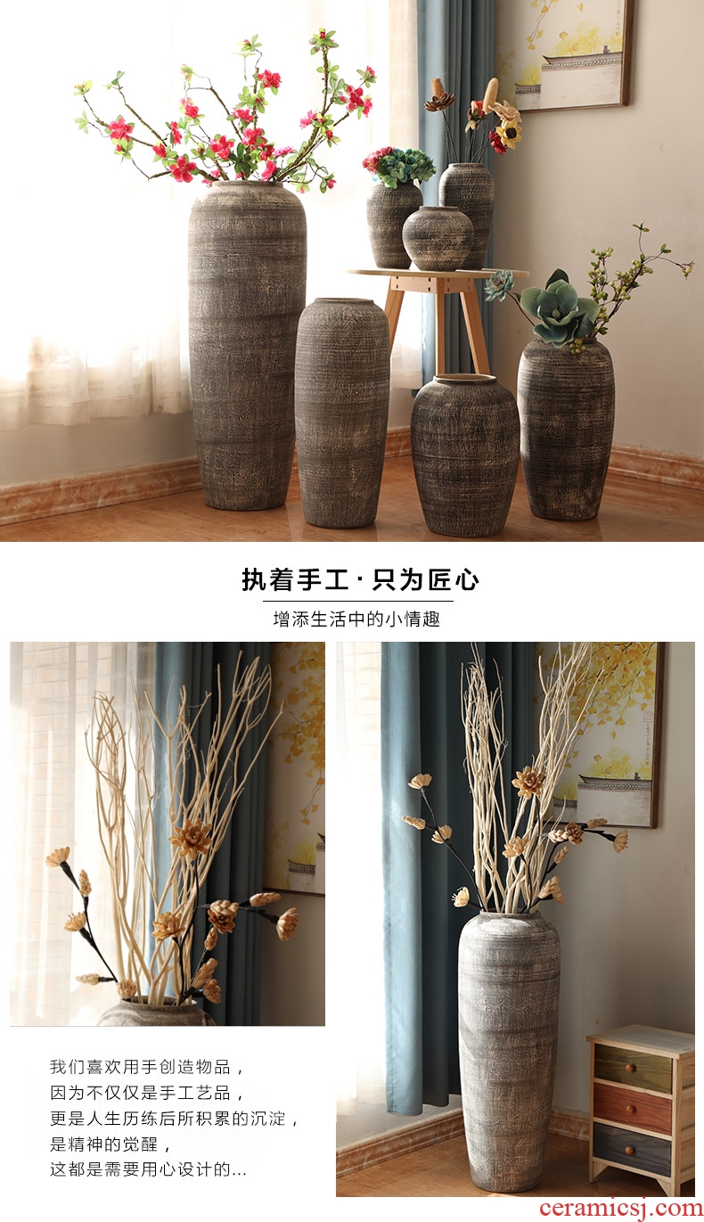 Jingdezhen do old vintage landing crude dry flower flower implement some ceramic jar jar earthenware vase do old big flowerpot soft