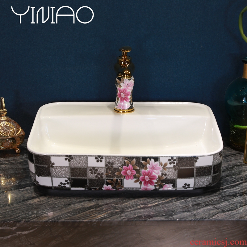 Jingdezhen stage basin of continental basin bathroom ceramic face basin household basin sink rectangular art