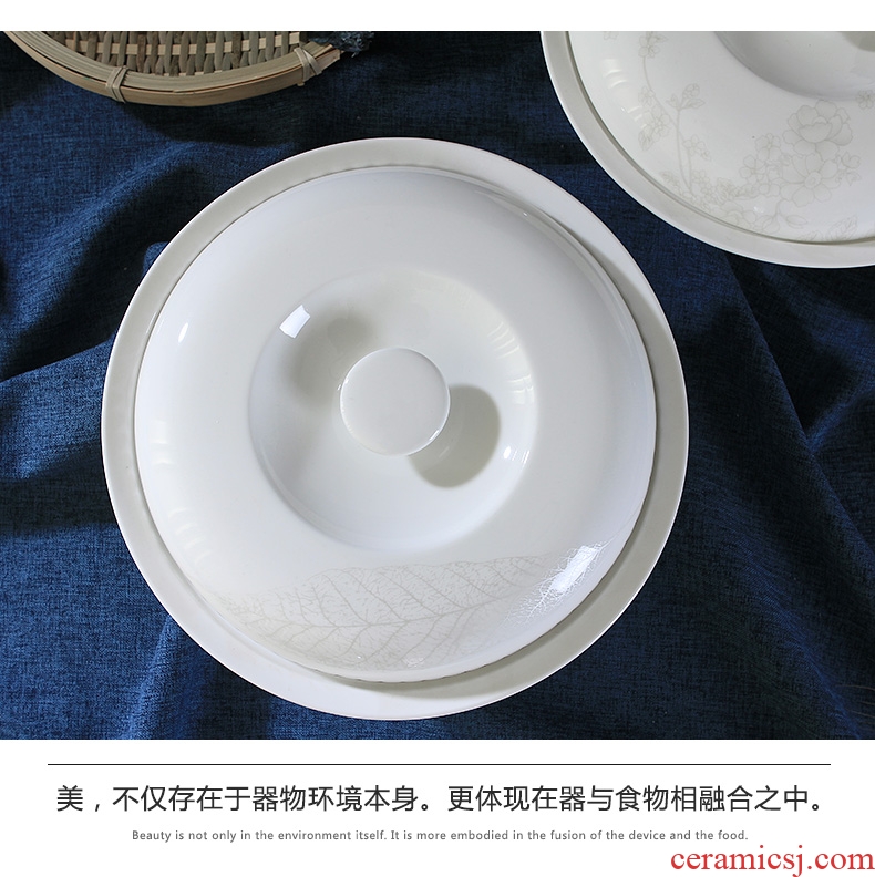 Home supplies pan jingdezhen 9 inches with cover round ceramic soup pot pot creative tableware large bowl of soup bowl