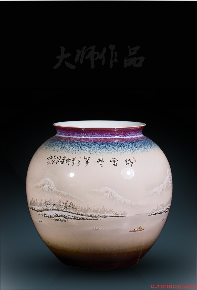 Jingdezhen ceramic hand-painted pot-bellied vases, flower arrangement sitting room adornment furnishing articles study Chinese painting and calligraphy scrolls cylinder