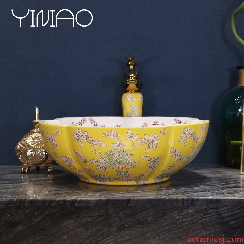Jingdezhen stage basin of restoring ancient ways round bowl household washing basin bathroom ceramic art lavatory basin
