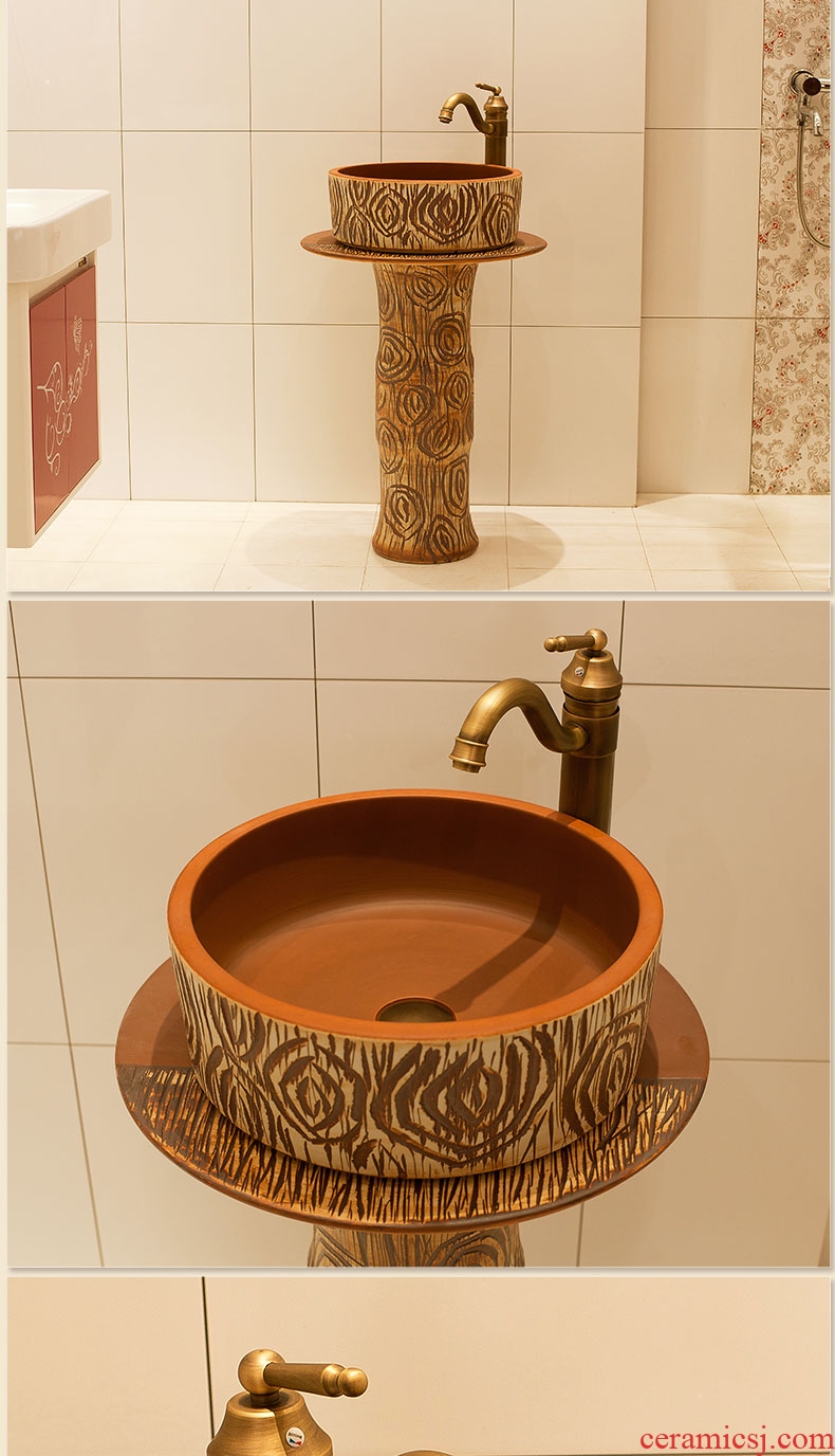 The rain spring basin of jingdezhen ceramic column balcony sink pillar basin art toilet lavatory 3 of the basin that wash a face