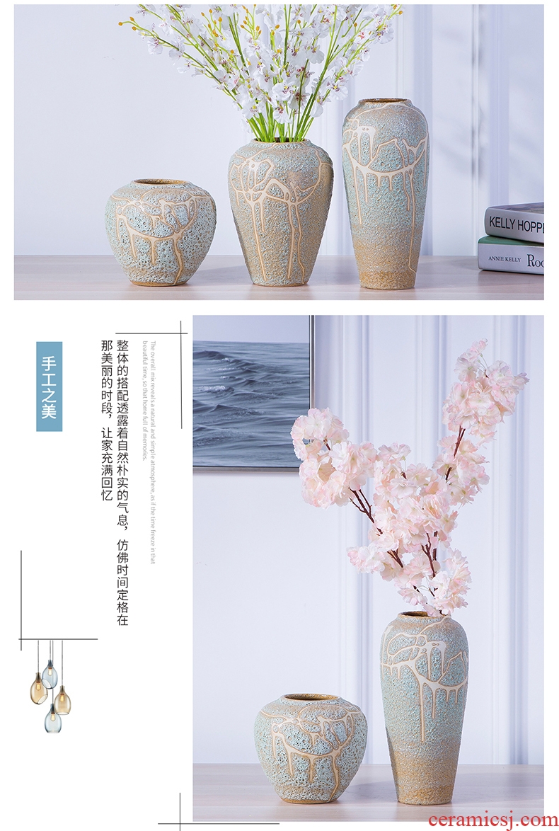 Jingdezhen ceramic vases, flower arranging coarse pottery flowerpot archaize porch China ceramic dry flower vases restoring ancient ways