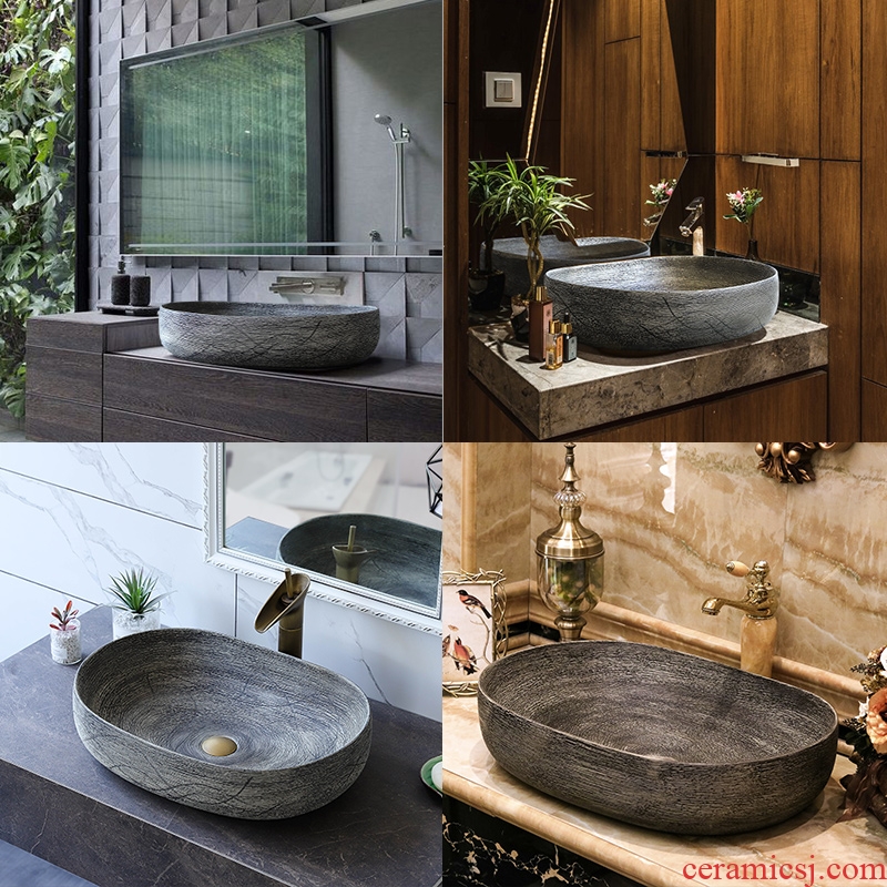 Jingdezhen ceramic sink basin on the oval basin of Chinese style restoring ancient ways is individual character art hotel toilet commode