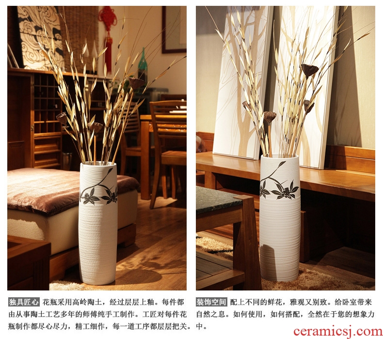 Jingdezhen high pure white vase decoration floor ceramic vase furnishing articles sitting room of Chinese style household porcelain bottle arranging flowers