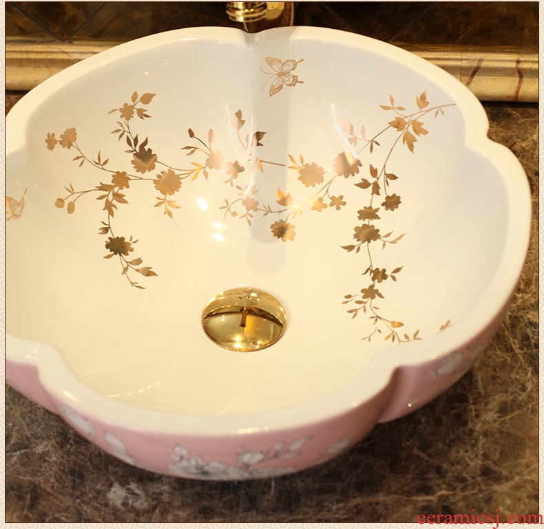 Jingdezhen ceramic basin stage basin sinks art circle petals European toilet lavabo pastoral