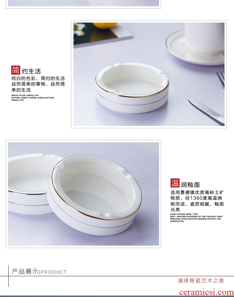 Jingdezhen porcelain white bone China hand paint practical ashtray ashtray home daily creative personality