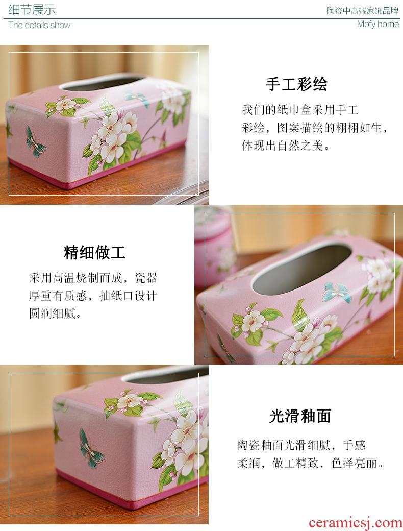 Murphy's new Chinese style restoring ancient ways to decorate restaurant household smoke box American country ceramic tissue box sitting room tea table