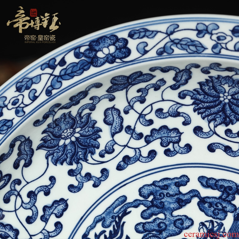 Jingdezhen ceramics imitation qing qianlong hand-painted blue and white porcelain in extremely good fortune China plate hanging dish Chinese style living room furnishing articles