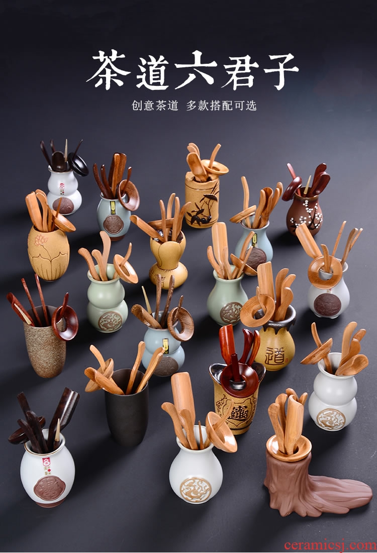 Ceramic tea sets tea tray accessories kung fu tea bamboo special tea six gentleman's tea set
