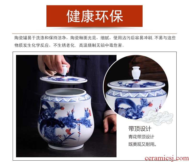 Jingdezhen ceramic hand-painted porcelain squirrel seal POTS pu large tea packaging household caddy