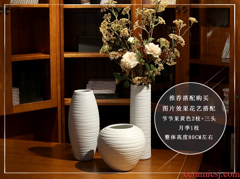 Handmade ceramic art white vase flower arrangement sitting room China household of Chinese style dry vase furnishing articles ornaments