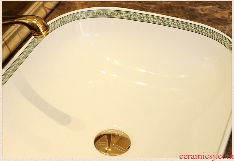 Square sink basin art ceramics on European archaize hand wash basin bathroom sink
