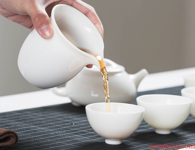 Yipin thousand don white porcelain kung fu tea set ceramic fair a complete set of dehua porcelain beauty jade teapot teacup cup