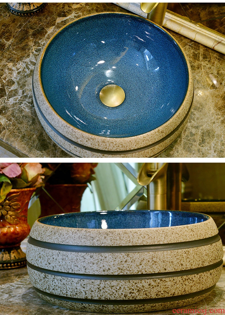 Jingdezhen Chinese art stage basin ceramic lavatory circle basin of Chinese style antique table face basin sink
